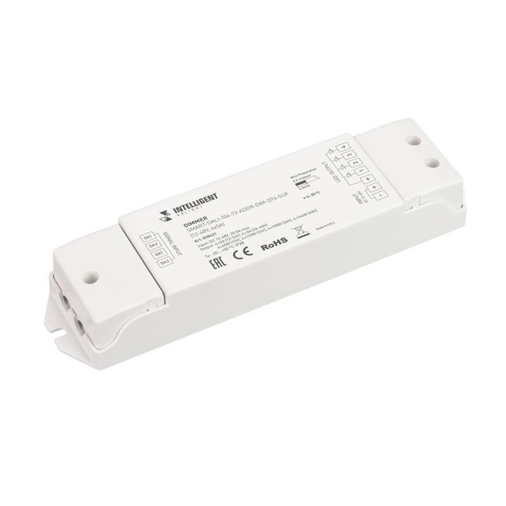 INTELLIGENT ARLIGHT Диммер SMART-DALI-104-72-ADDR-DIM-DT6-SUF (12-48V, 4x5A) (IARL, IP20 Пластик, 5 лет) 028421