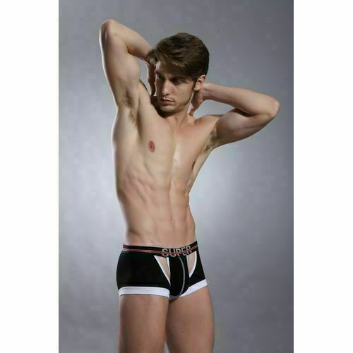 Мужские трусы боксеры черные с вырезами Superbody Black Hip Boxer