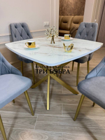 Кухонный раздвижной стол "ТАНГО" , белый мрамор и 4 стула Лондон