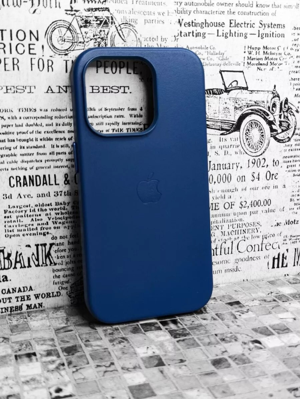 Кожаный чехол Leather Case iPhone 14 Pro | Cosmos Blus Синий