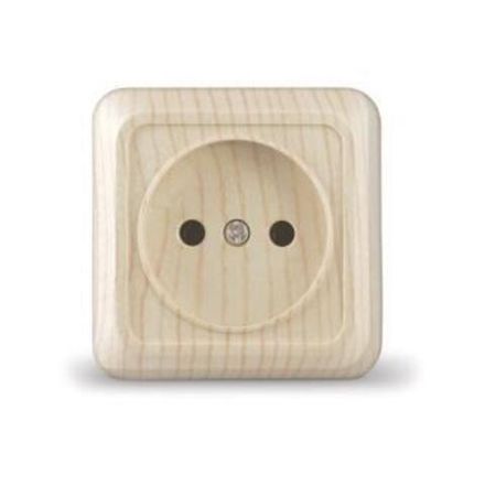 Розетка одноместная "UNIVersal" серия "Олимп" б/з, о/у, 16А, 220В, сосна (еврослот) (E2331)