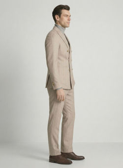 Мужской костюм двубортный (бежевый) А77