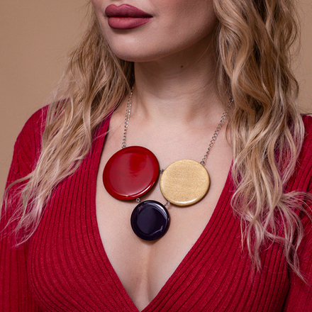 Колье - Круги - Бордо/Золото
