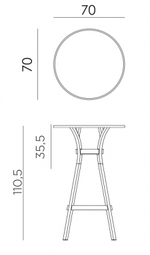 Стол пластиковый барный Nardi Combo High 70, кактус