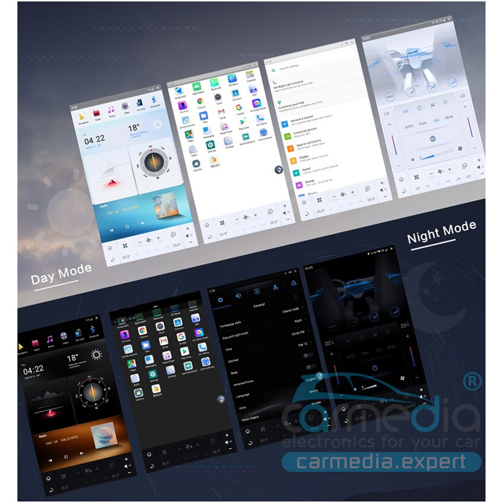 Магнитола для Honda CR-V 4 2012-2018 - Carmedia ZF-1091-Q6 вертикальный экран 10.4" в стиле "Тесла" на Android 11, 8/128Гб, CarPlay, 4G SIM-слот