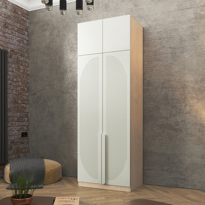 Шкаф Агератум МДФ двухсекционный с антресолью Лайн керамика (0,27) А10032 матовая - Дуб Сонома 3025  120*50*260