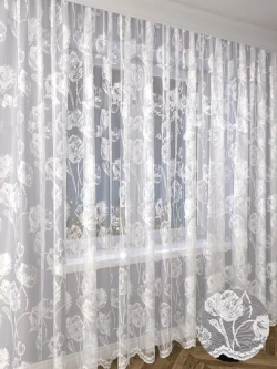 Тюль белая сетка Жаккард 240х200 см