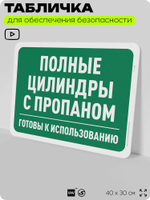 Табличка для обеспечения безопасности "Полные цилиндры с пропаном", для офиса, по охране труда для предприятия, организаций, 40х30 см, Silver Plane x Айдентика Технолоджи