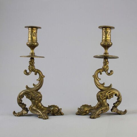 Винтаж: Пара антикварных бронзовых подсвечников