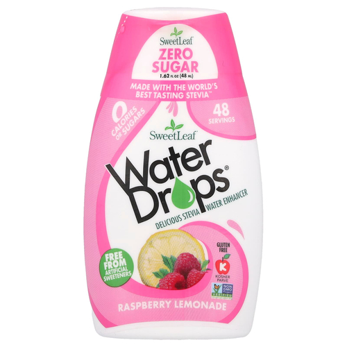 SweetLeaf Stevia, Water Drops®, вкусная стевия, усилитель воды, малиновый лимонад, 48 мл (1,62 жидк. Унции)