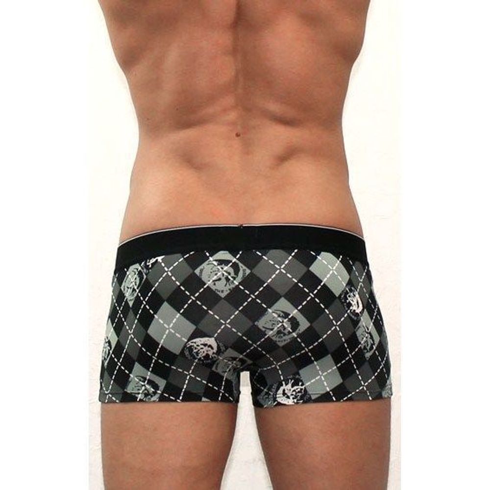 Мужские трусы боксеры черные с серыми ромбами Diesel Black Trunks