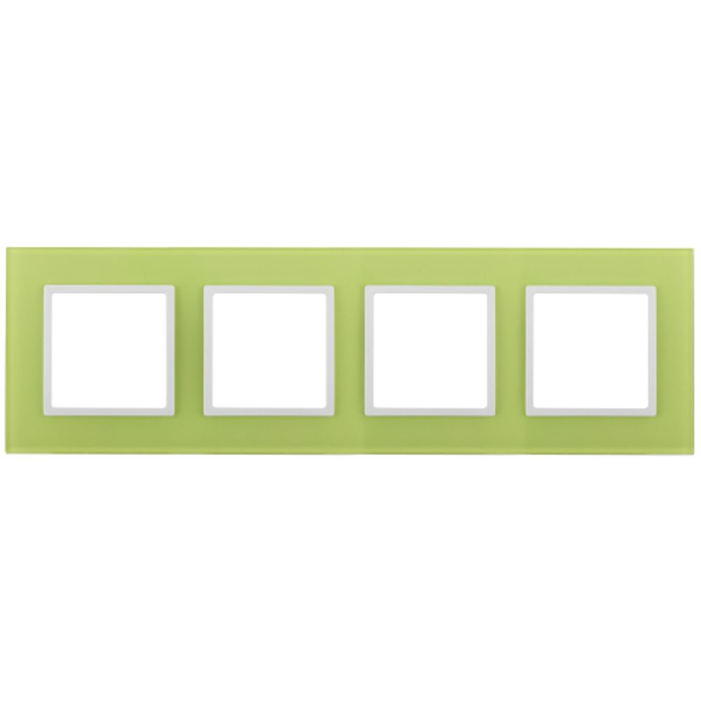 14-5104-26 ЭРА Рамка на 4 поста, стекло, Эра Elegance, лайм+бел