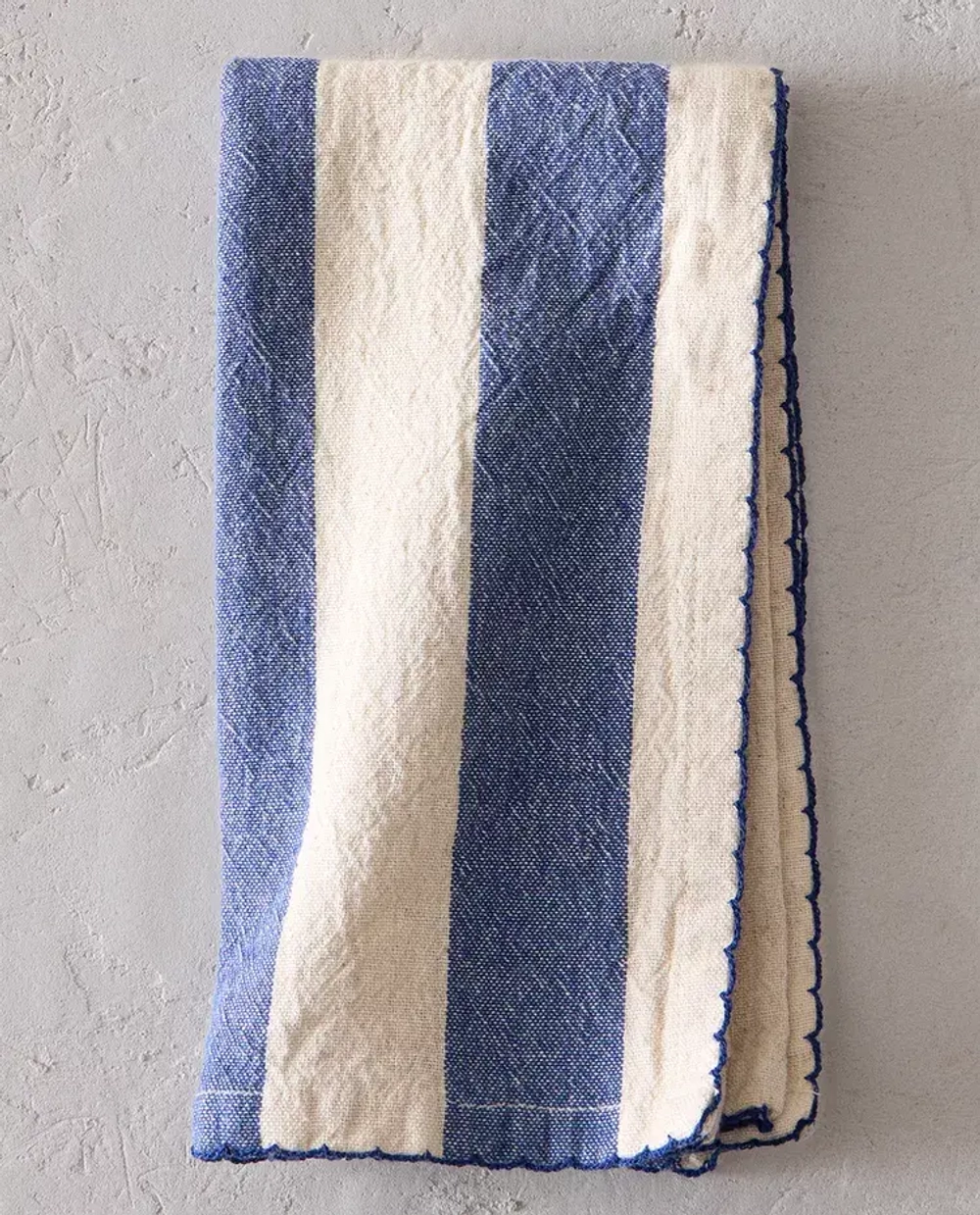 ZARA HOME ХЛОПКОВАЯ САЛФЕТКА В ПОЛОСКУ (НАБОР ИЗ 2 ШТ.), ЭКРЮ/СИНИЙ