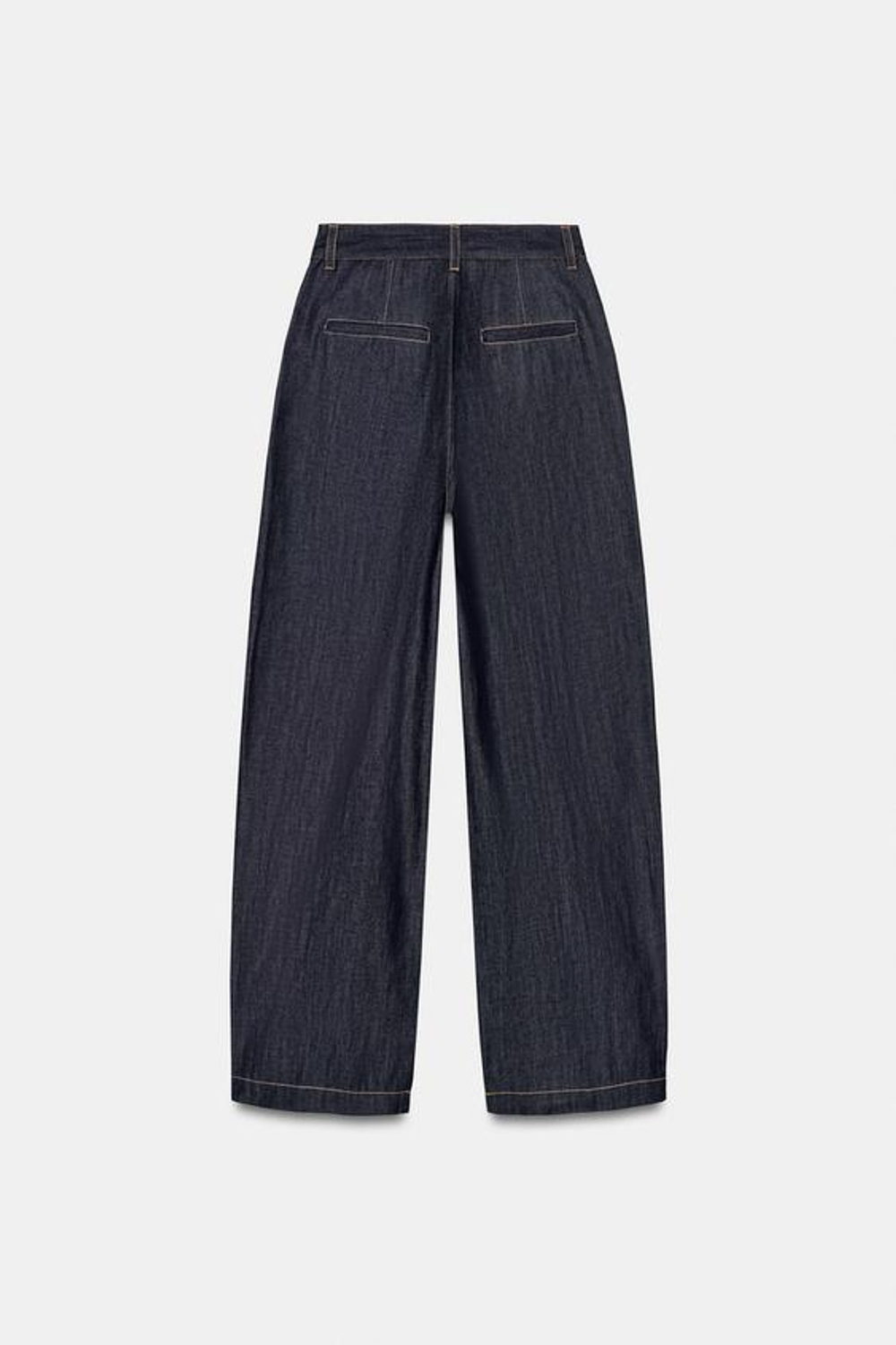 ZARA ДЖИНСЫ ZW COLLECTION BALLOON С ВЫСОКОЙ ПОСАДКОЙ И ЗАЩИПАМИ, СИНИЙ