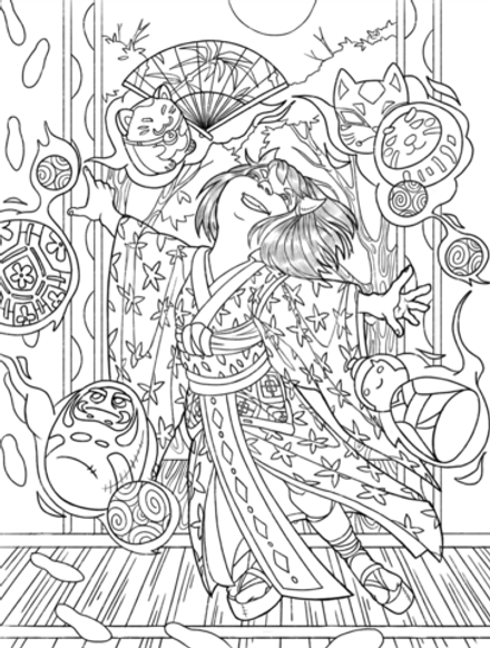 Раскраска Японская демонология. Раскрашиваем сказки и легенды народов мира