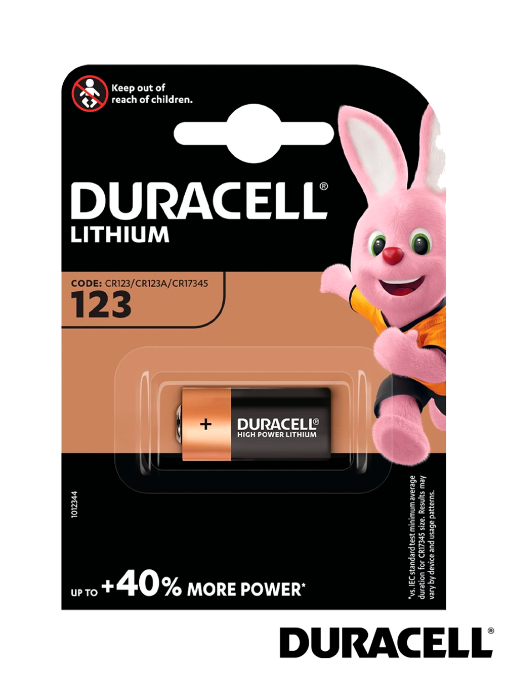 Батарейка Duracell CR123A Lithium, в упаковке 1 шт.