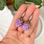 LEFIREL' Серьги серебряные женские "Клевер" с цветами из муранского стекла / ювелирные украшения из родированного серебра 925