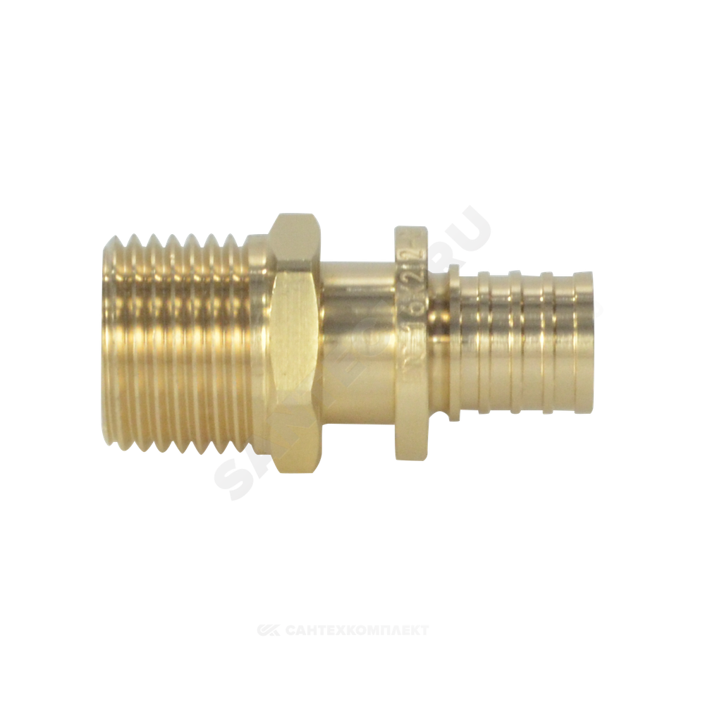 Муфта для PE-X труб аксиальная латунь Дн 16х3/4" НР РОС