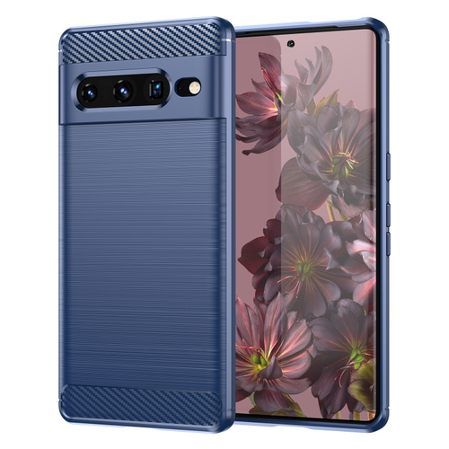 Мягкий чехол синего цвета для смартфона Google Pixel 7 Pro, серия Carbon от Caseport