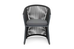 "Романо" стул плетеный из роупа, каркас алюминий темно-серый (RAL7024) муар, роуп темно-серый круглый, ткань темно-серая 027