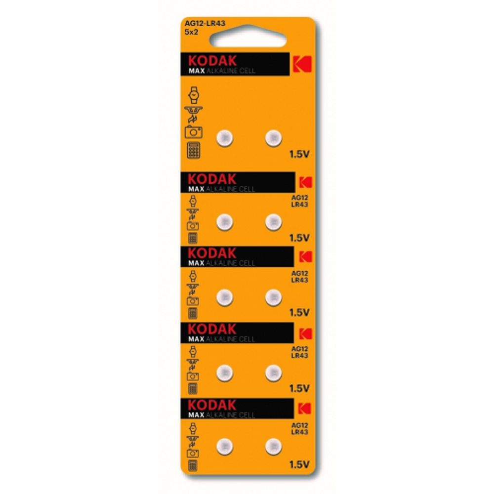 Батарейки Kodak AG12 LR1142, LR43 [KAG12-10] MAX Button Cell | Кнопочные (часовые)