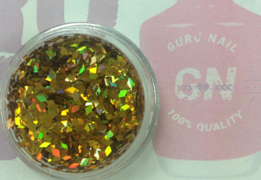 Ромбики для дизайна ногтей золотые голография