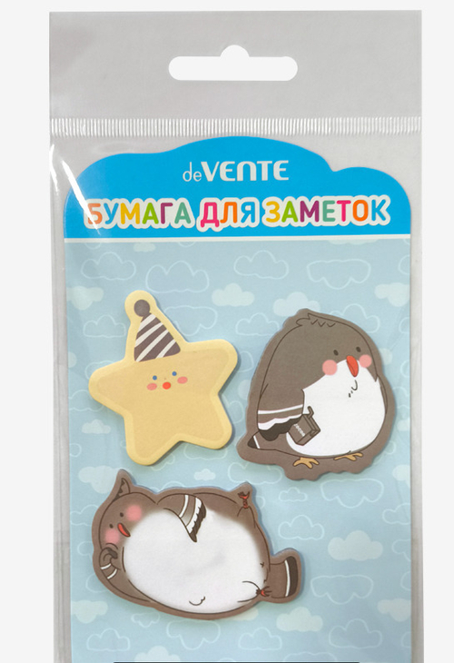 Бумага для записи самоклеющаяся ДЕВЕНТЕ Грэй бердс 41*41 мм+ 50*50 мм 3x20 листов (2010405)