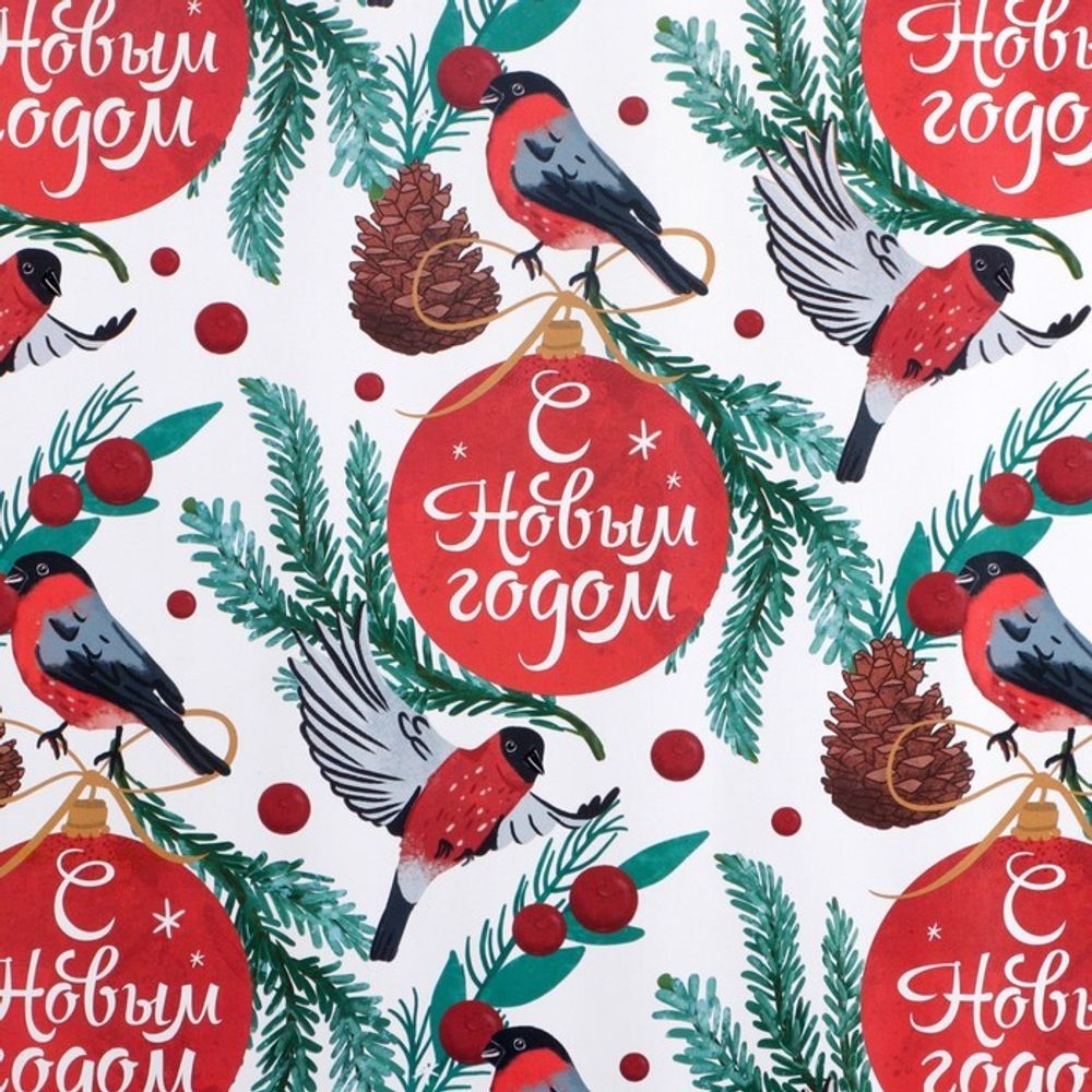 Бумага НГ «Снегири», 50×70 см, глянцевая, 1 шт