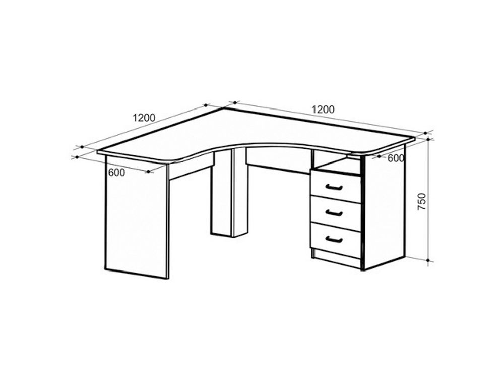 Стол компьютерный угловой «Галерея» 1200, фасад: париж (дуб млечный/крем)