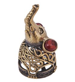 AM-4242 Колокольчик «Слон Ажур» (латунь, янтарь)