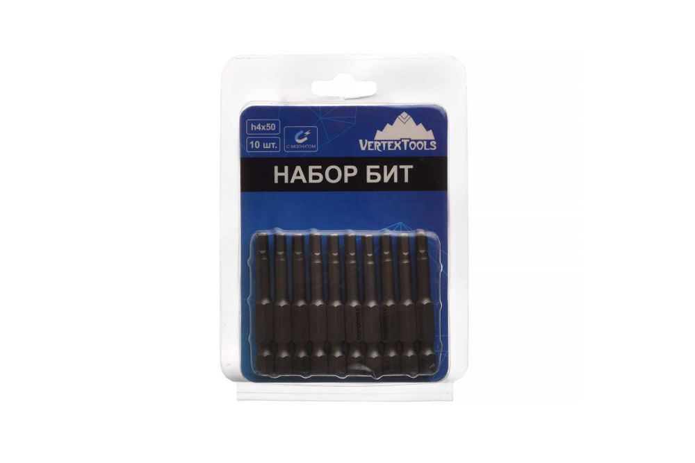 Набор бит H4 (10 шт; 50 мм) Vertextools БТ-H4-50