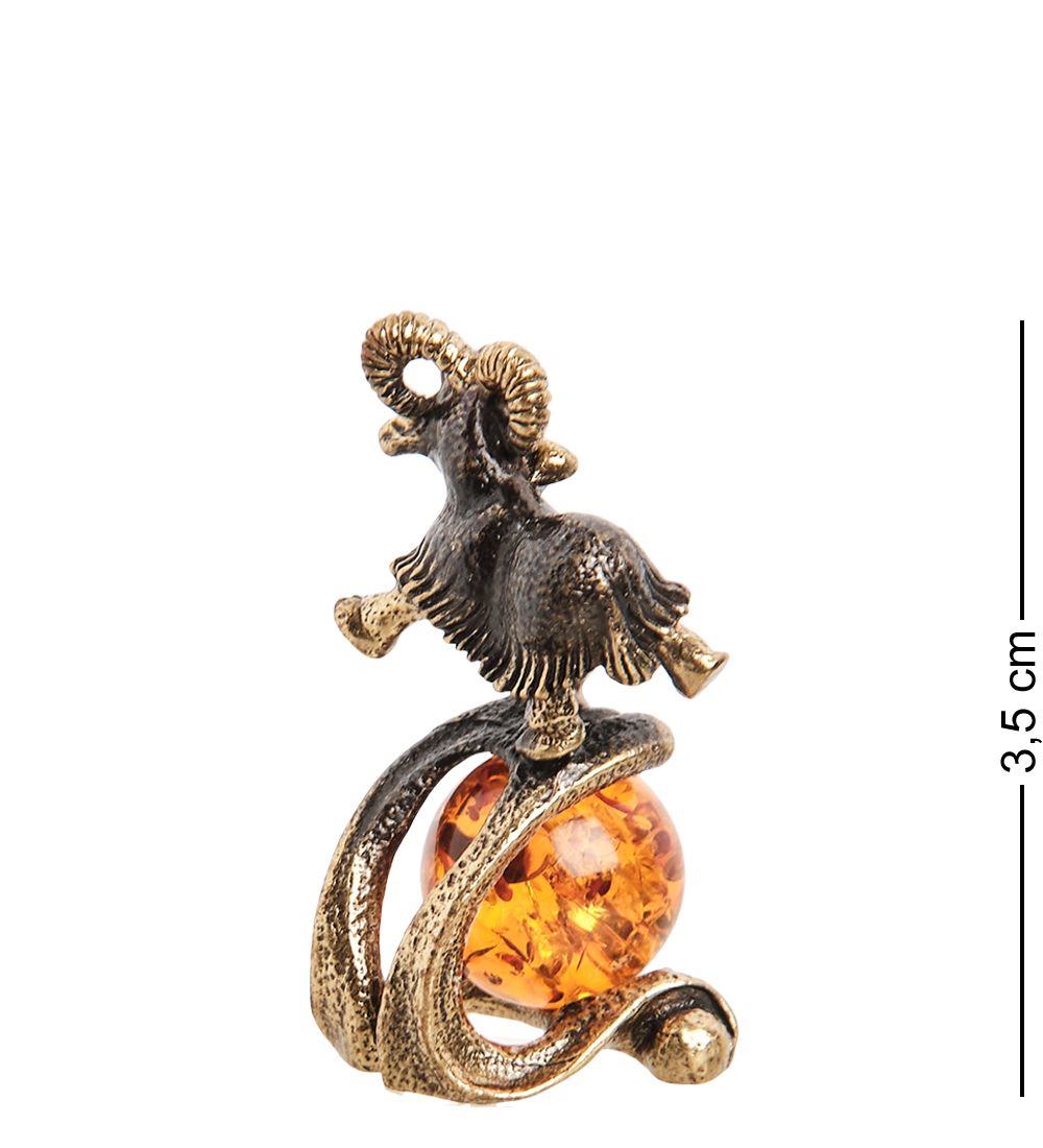 AM- 317 Фигурка «Знак зодиака - Овен» (латунь, янтарь)