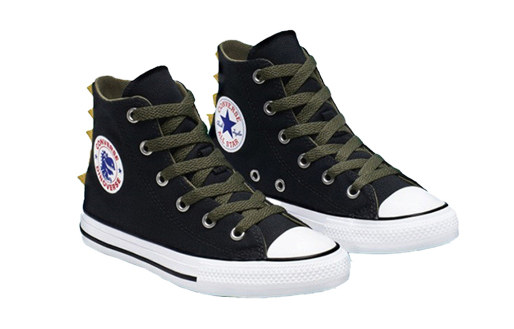 Big boy Converse Chuck Taylor All Star Dino Spikes comfortable non-slip wear-resistant high-top canvas shoes black