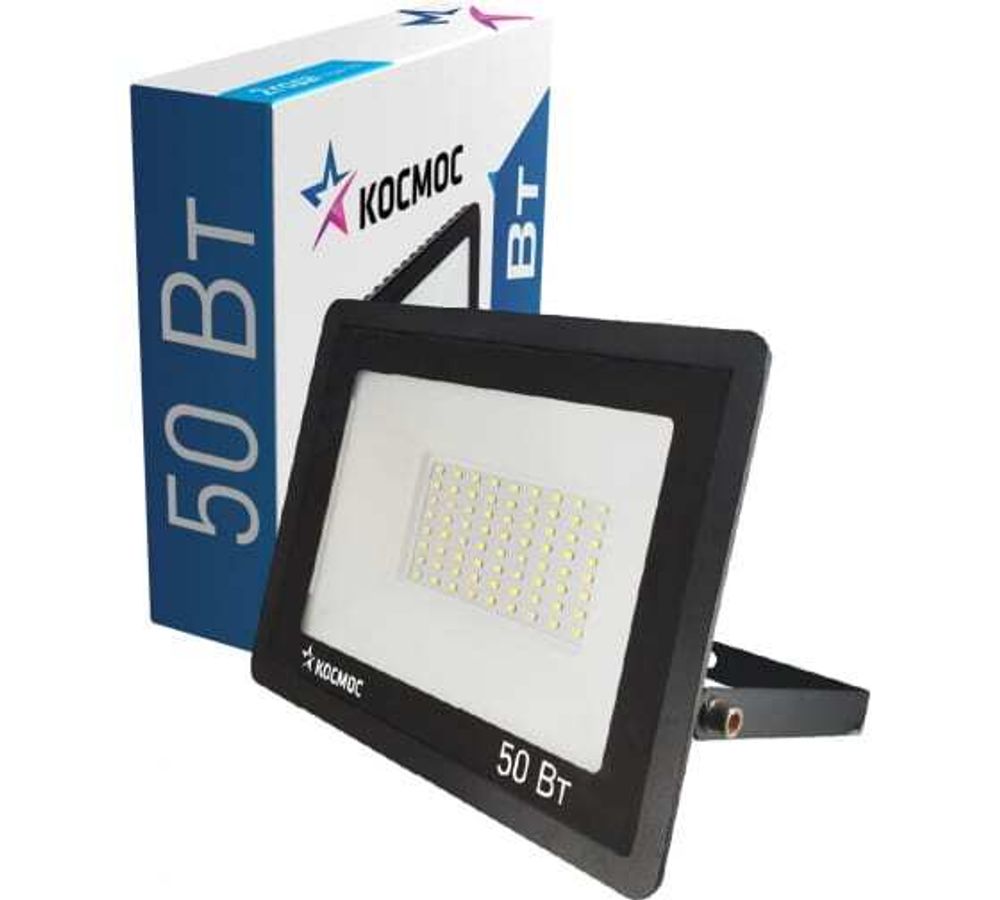 Прожектор светодиодный КОСМОС 50Вт 6500К  4000 Лм IP65 Super Slim 245х42х160