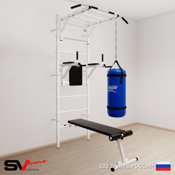 Шведская стенка Sv Sport усиленная 6242 (Турник рукоход/Брусья/Скамья/Цепь/Мешок 22кг)