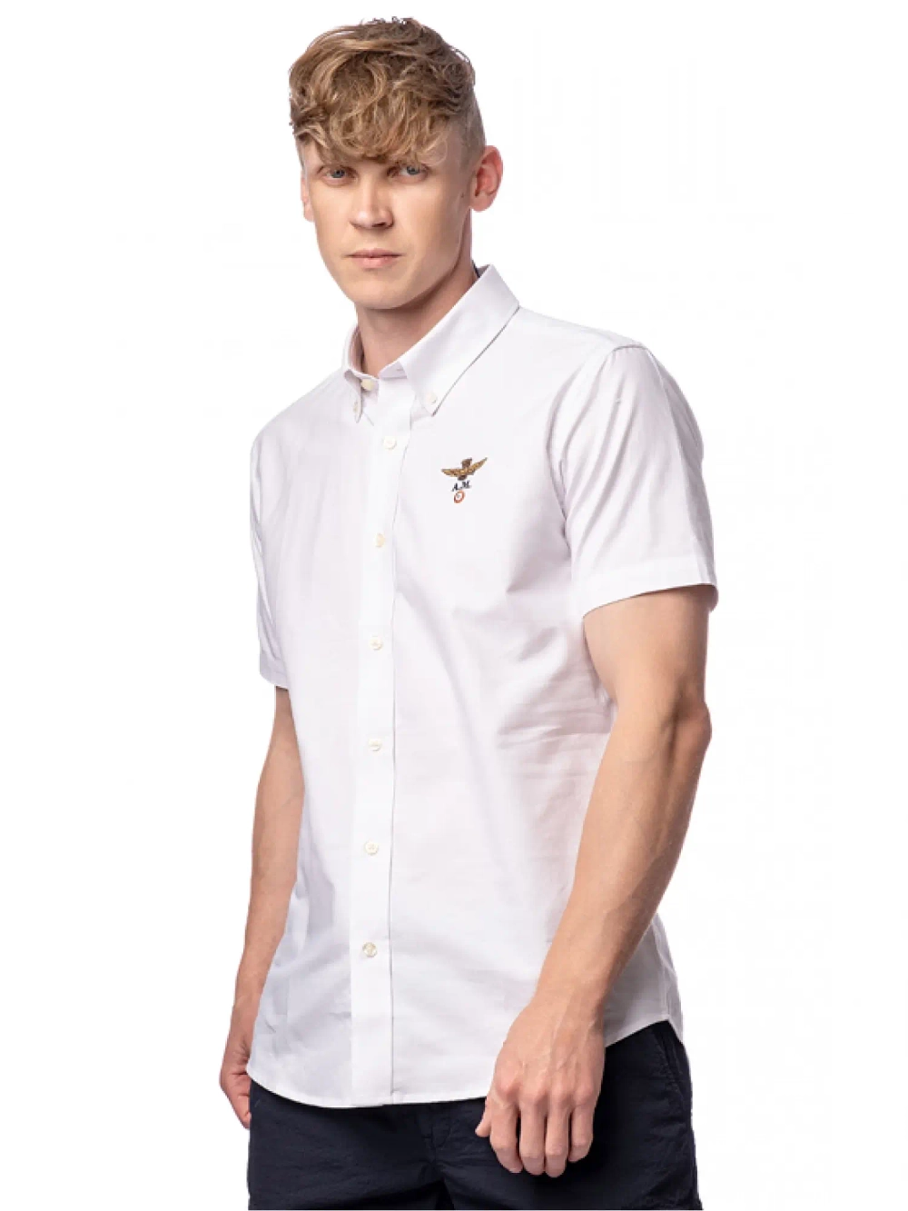 Рубашка муж. AERONAUTICA 1243 белый кор. рукав