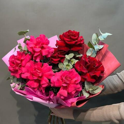 Букет "Лотарингия" Роза с эвкалиптом