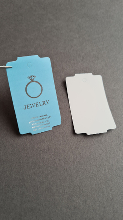 Голубые бирки 30*50,8.  Печать серебряной фольгой.