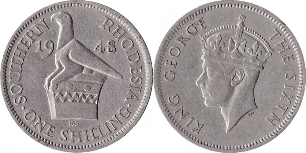Южная Родезия 1 шиллинг, 1948 - 1952 Георг VI VF