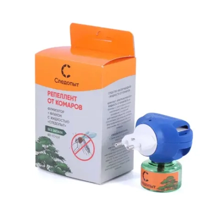 Репеллент от комаров, комплект фумигатор+флакон с жидкостью "Следопыт", 60 ночей, без запаха/84/