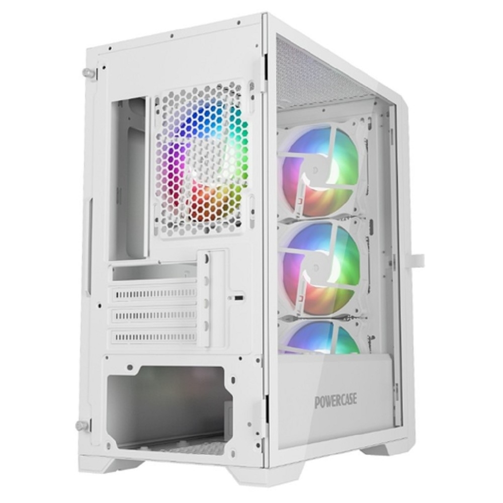 Powercase ByteFlow Micro White, Tempered Glass, 4х 120mm ARGB fans, ARGB HUB, белый, mATX  (CAMBFW-A4)