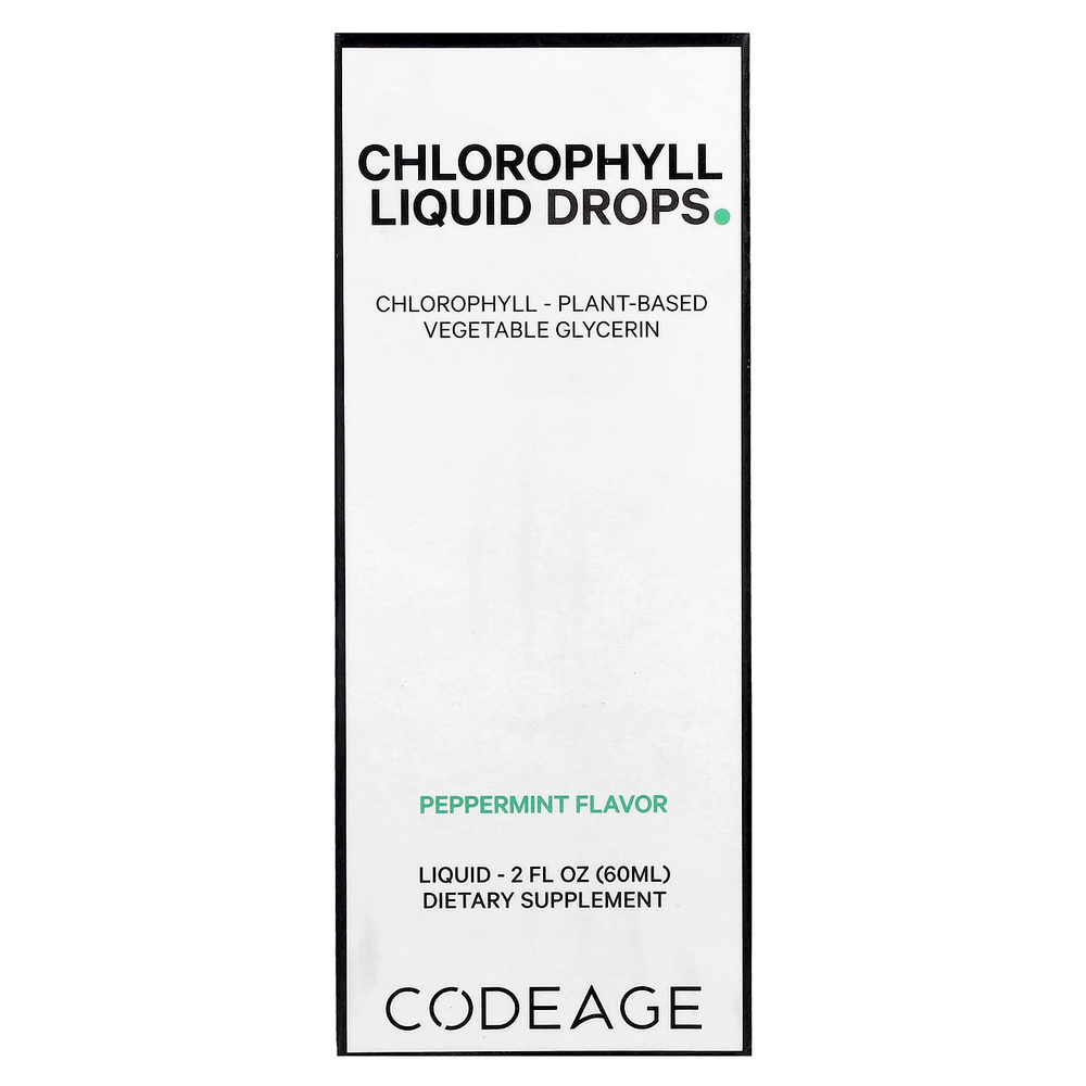 Codeage, Chlorophyll Liquid Drops, перечная мята, 60 мл (2 жидк. Унции)