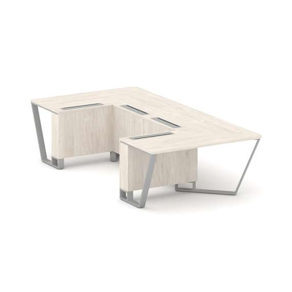 Steel Meet Стол переговорный П-образный KDK-PR.B.SP-07P Денвер Светлый/Металл Серый 1600*3200*750