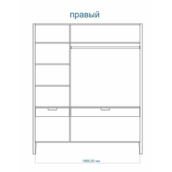 Схема шкафа 3-створчатый Иконс правого