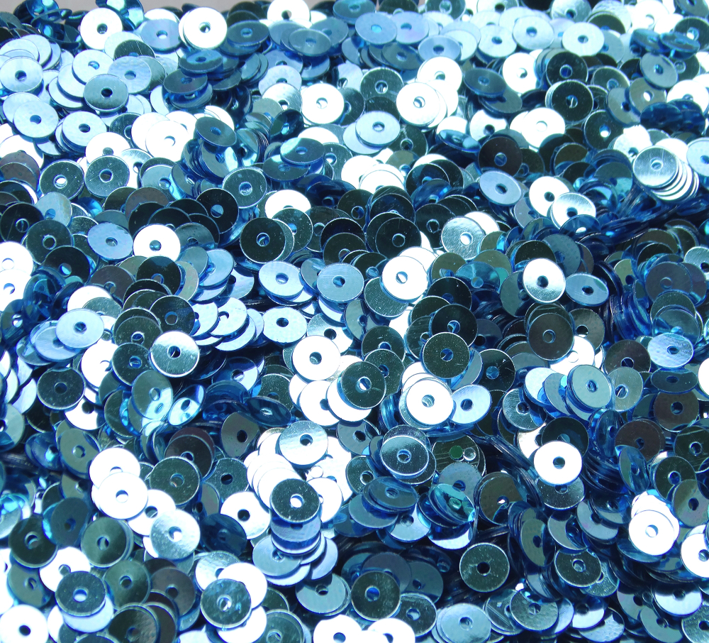 ПЛ014НН5 Пайетки круглые плоские, цвет: светло-голубой металлик, 5 мм, 10 грамм