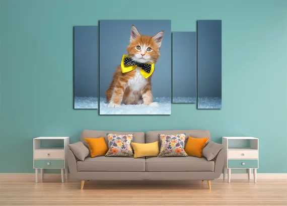 Модульная картина "Рыжий шотландский котенок"