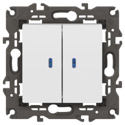 Выключатель ЭРА Elegance 14-1105-01 двойной с подсветкой 10АХ-250В IP20 белый