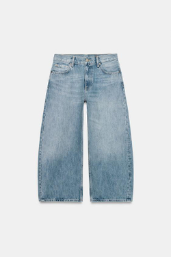 ZARA ДЖИНСЫ BALLOON СО СРЕДНЕЙ ПОСАДКОЙ — ZW COLLECTION, СИНИЙ