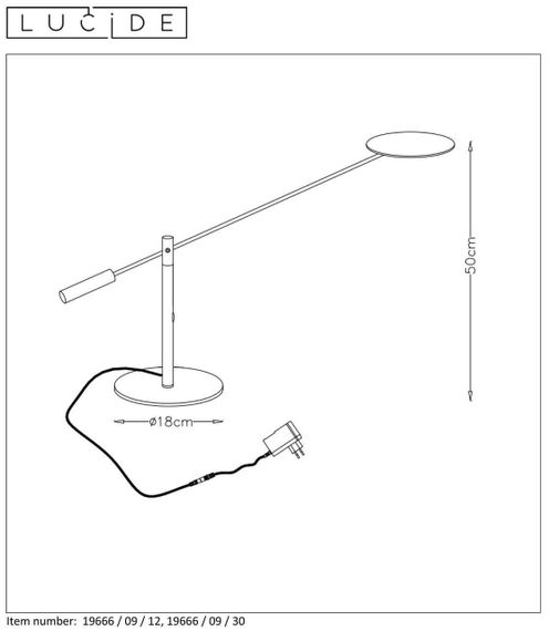 Настольная лампа Lucide Anselmo 19666/09/30