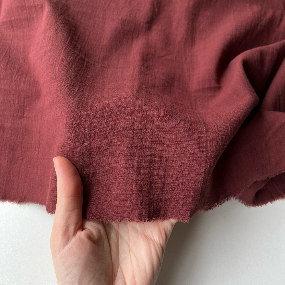 Хлопок "под Лён" Бордово-шоколадный